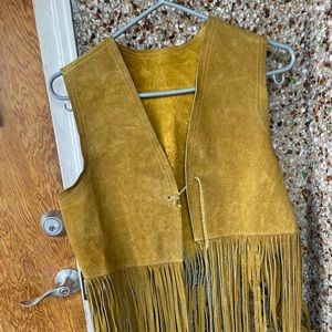 Unisex Vintage Leather Tassel Vest size M-L